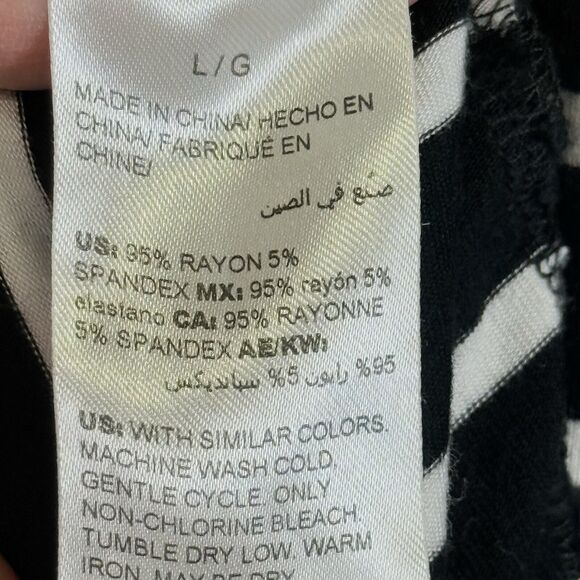 Soma Black White Stripe Drop Waist Short Sleeve Jersey Knit Dress Women's Large - Picture 5 of 6